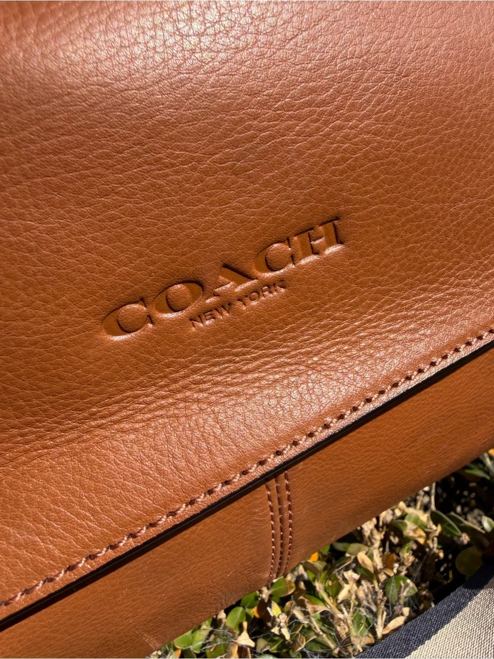 COACH CHARLES MESSENGER UNISEX LEATHER BAG SADDLE EUC